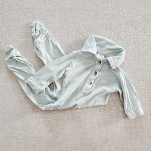 Kate Quinn Newborn Light Blue Collared Footie Bamboo Infant